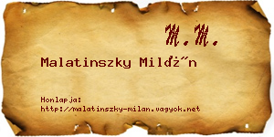 Malatinszky Milán névjegykártya